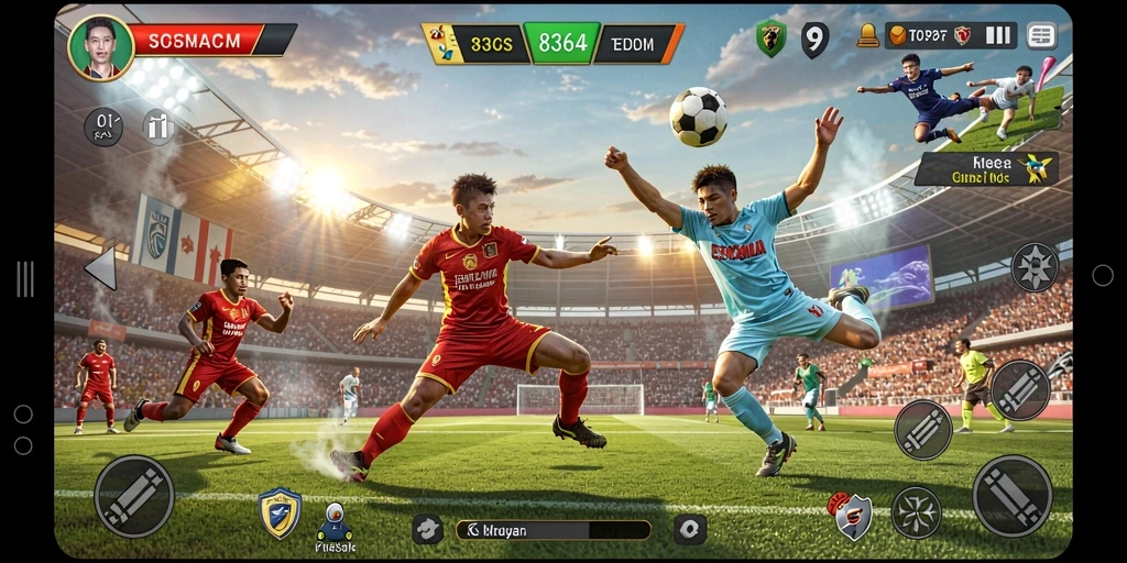 Screenshot gameplay 8364 menampilkan aksi seru di lapangan olahraga.