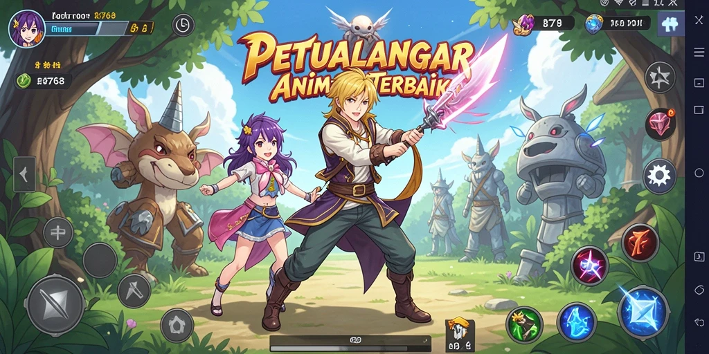 Screenshot gameplay 8768 yang menunjukkan pertarungan seru dan karakter anime.