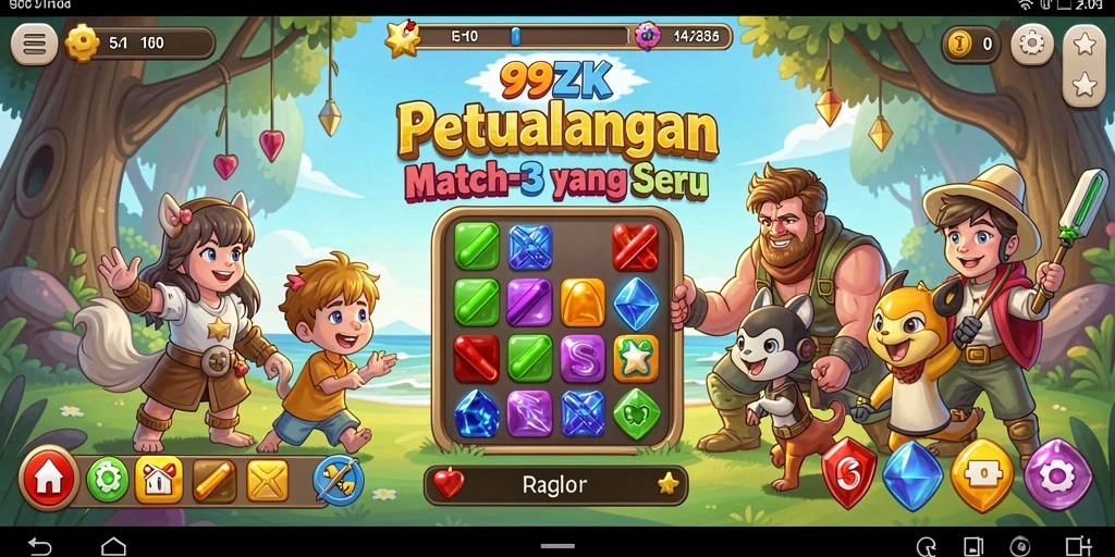 Gameplay seru 99ZK dengan berbagai tantangan Match-3.