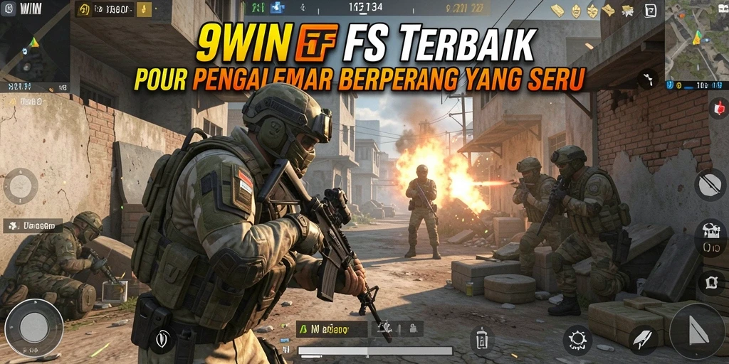 Screenshot gameplay 9WIN menampilkan aksi menegangkan di medan perang.