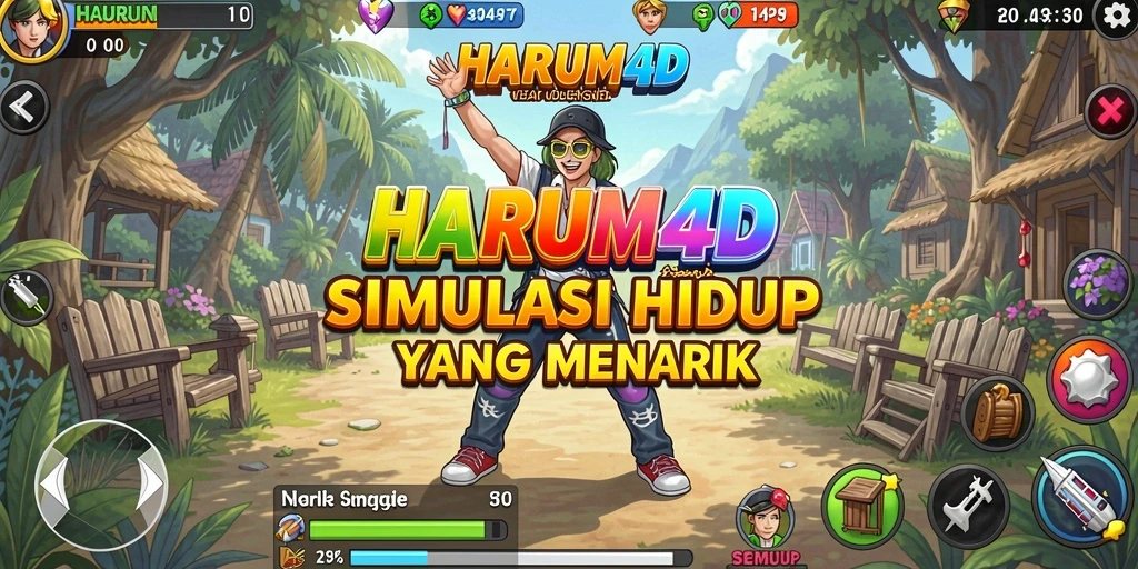 Screenshot gameplay HARUM4D menampilkan karakter dalam aktivitas sehari-hari.
