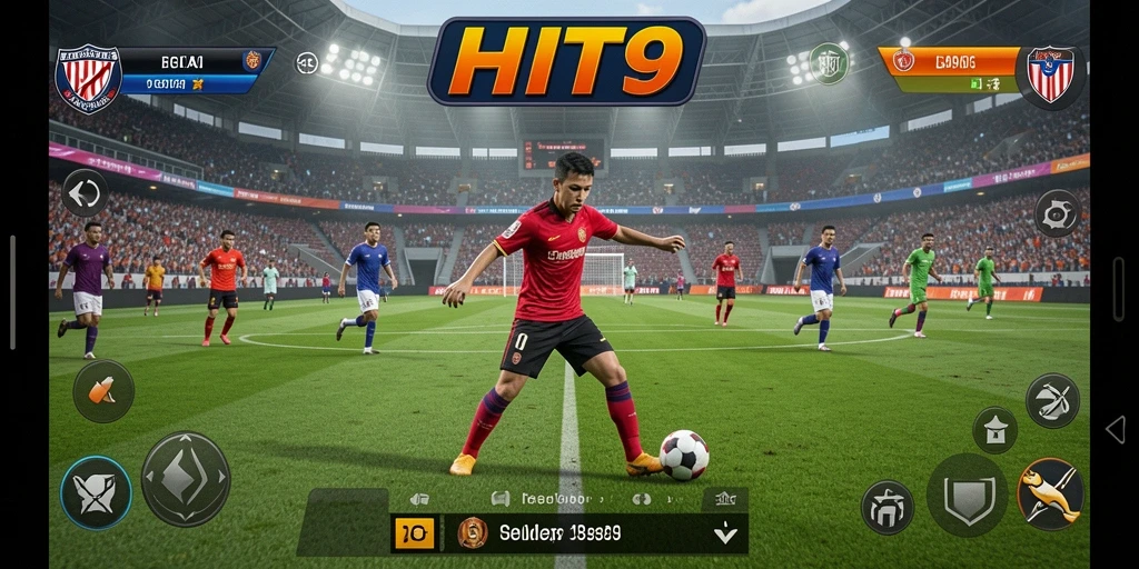 Tampilan gameplay HIT9 yang menegangkan dan mendebarkan di lapangan sepak bola.