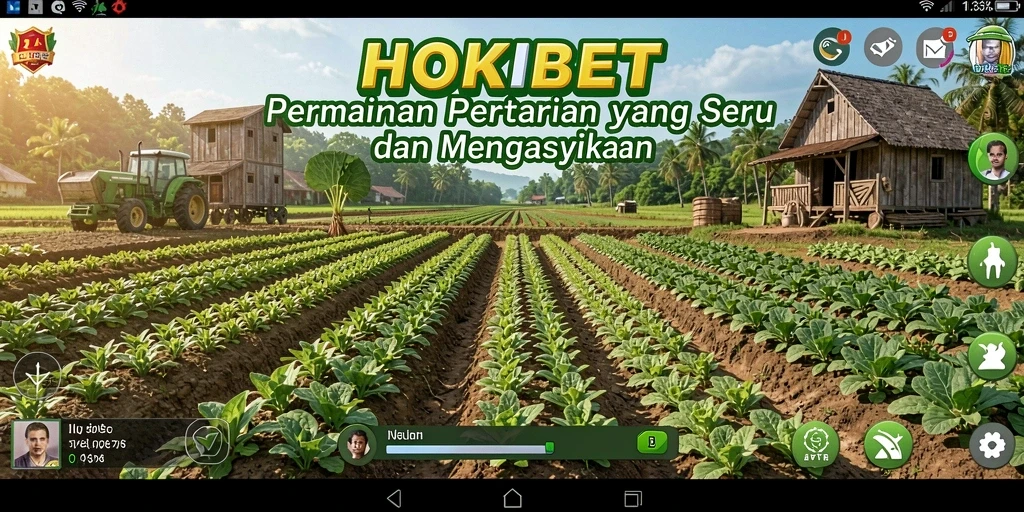 Tampilan gameplay HOKIBET yang menampilkan aktivitas bercocok tanam.