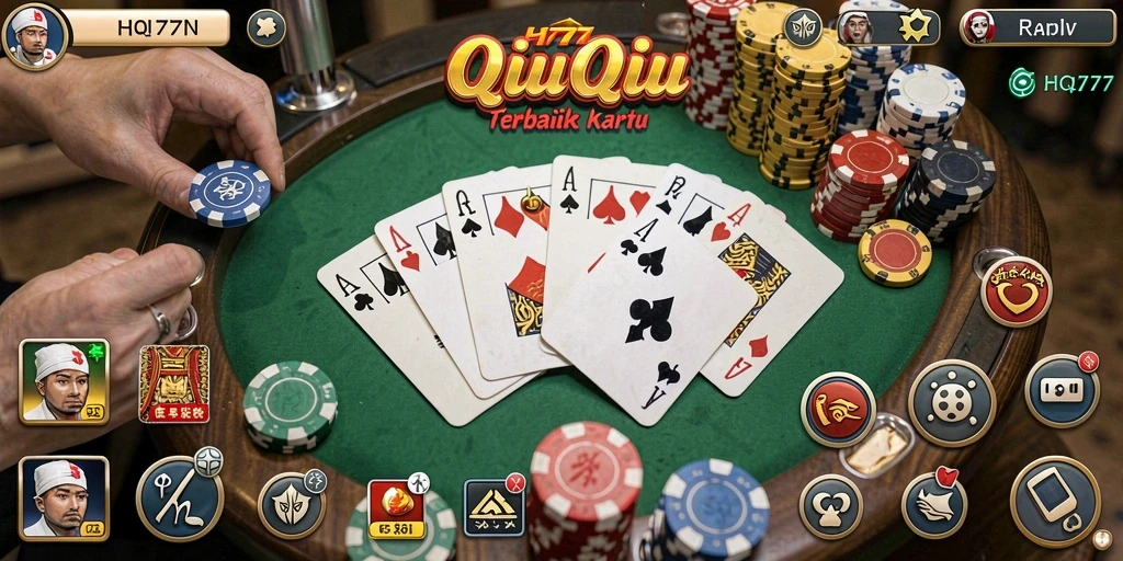 Tampilan gameplay QiuQiu yang menegangkan di HQ777.