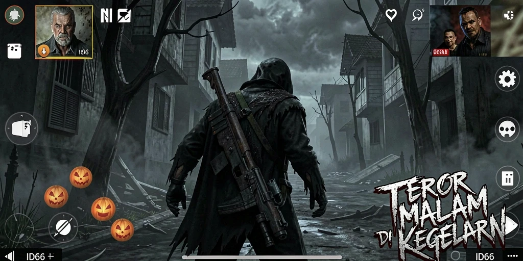 Screenshot gameplay ID66 menunjukkan atmosfir seram dan mencekam.