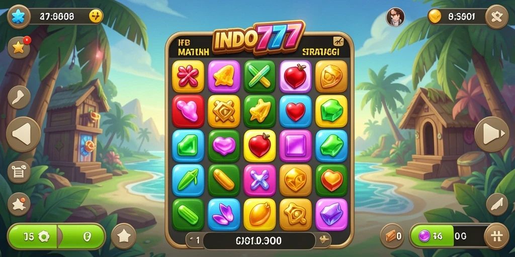 Tampilan gameplay seru dalam game Match-3 INDO777.
