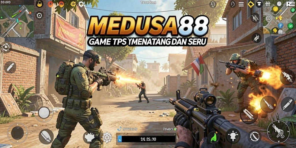 Tampilan gameplay seru di MEDUSA88 dengan aksi tembak-tembakan yang intens.