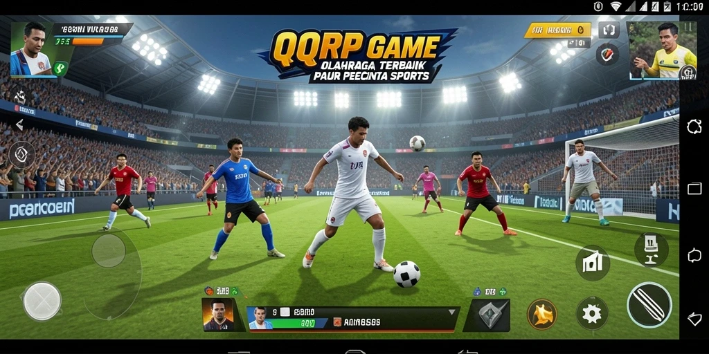 Screenshot permainan QQRP menampilkan aksi seru dalam permainan olahraga.