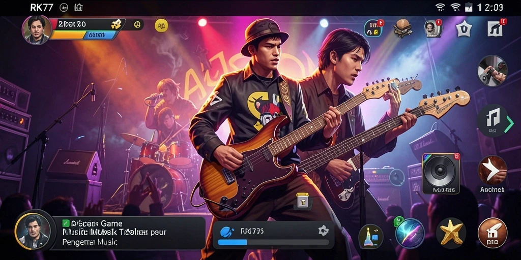 Tampilkan gameplay <strong>RK77</strong> dengan grafis musik yang menawan.