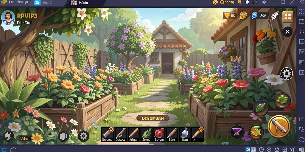 Screenshot utama RPVIP3 menunjukkan kebun yang hijau dan subur.
