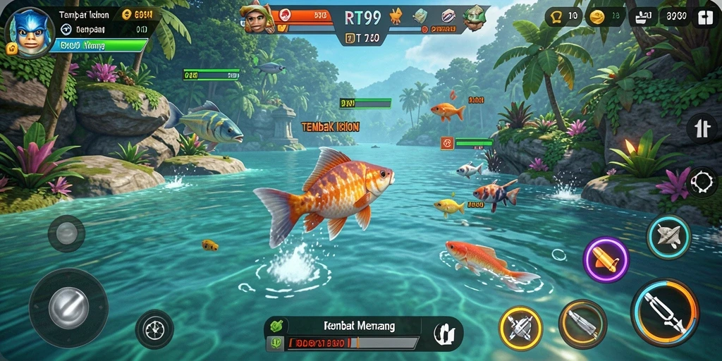 Tampilan aksi seru dalam gameplay Tembak Ikan RT99.