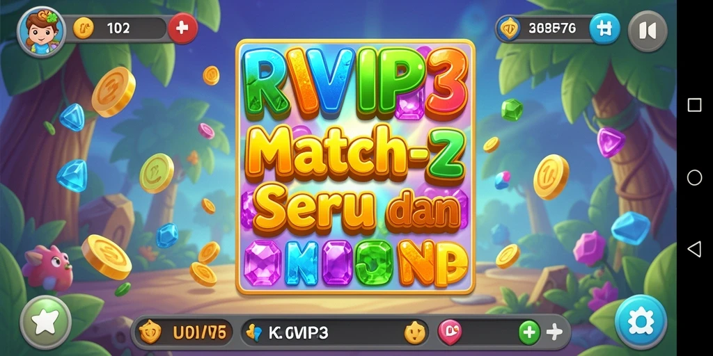 Screenshot menunjukkan suasana permainan Match-3 yang seru.